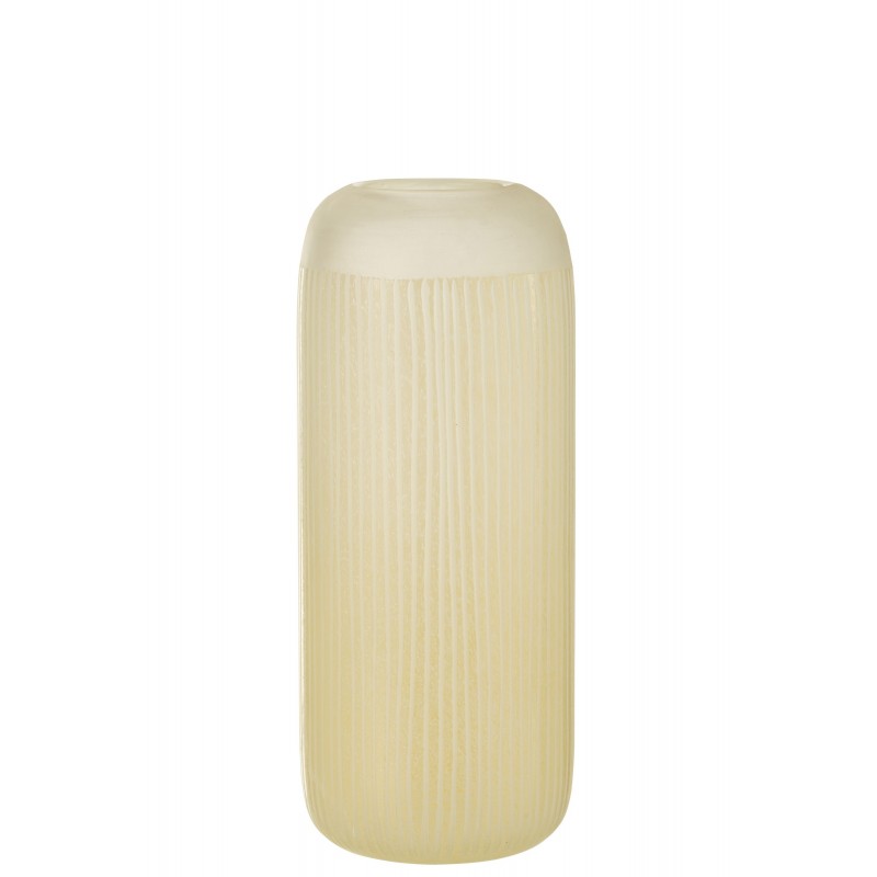 Vase avec lignes en verre jaune 15x15x34 cm