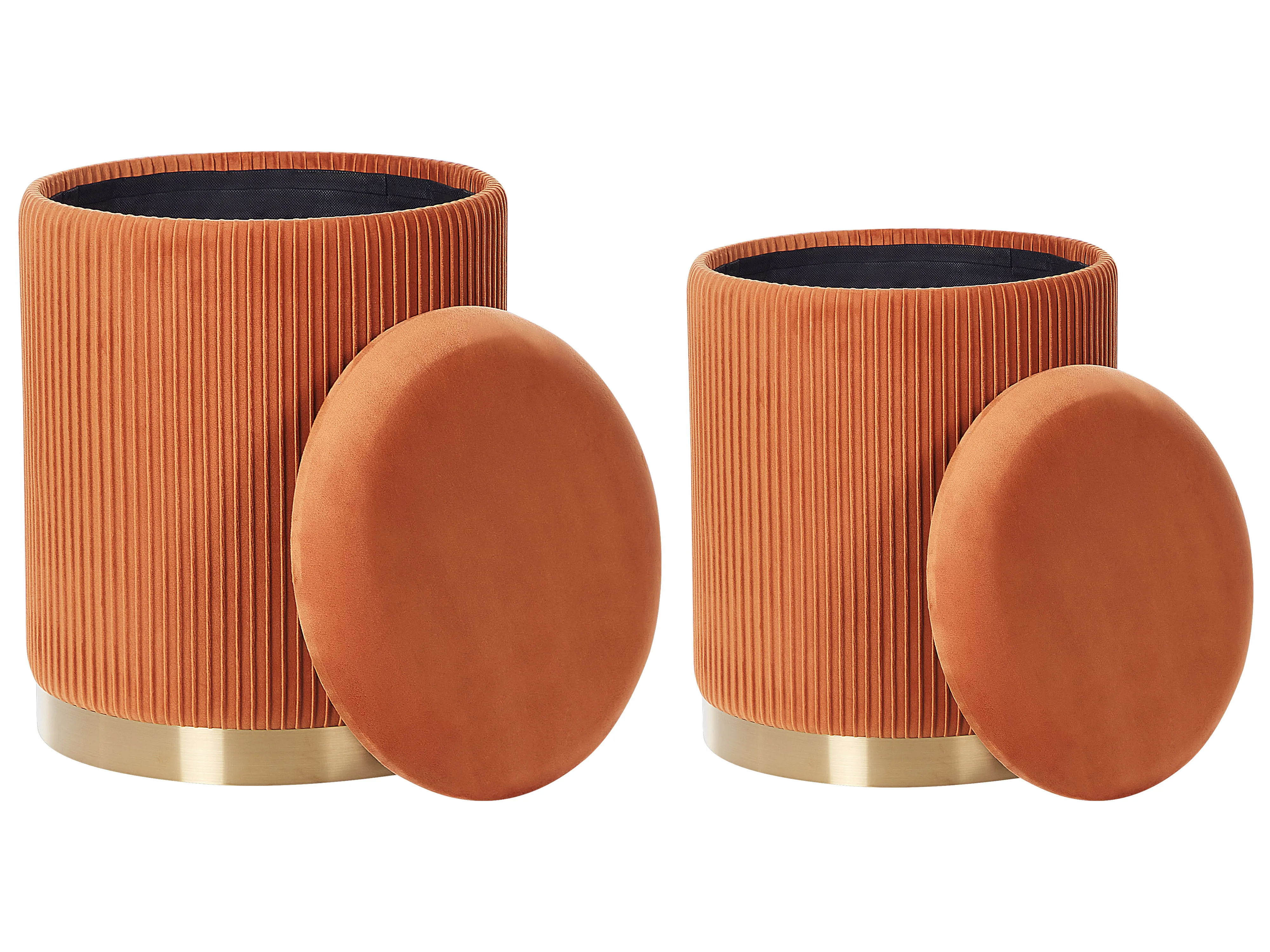 Set van 2 opbergpoefs MIRAMAR Fluweel Oranje