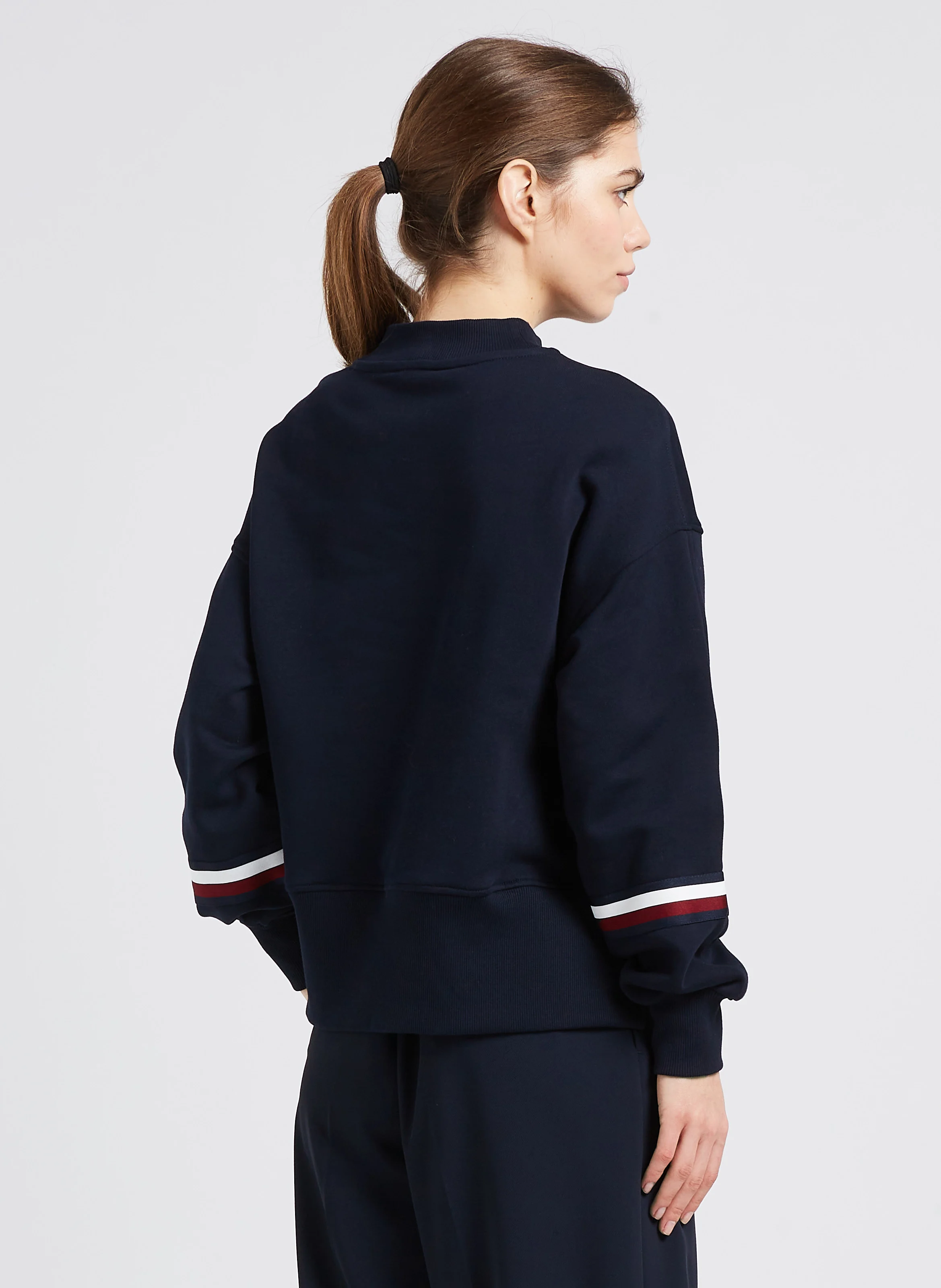 Sweat col montant en coton organique | Bleu