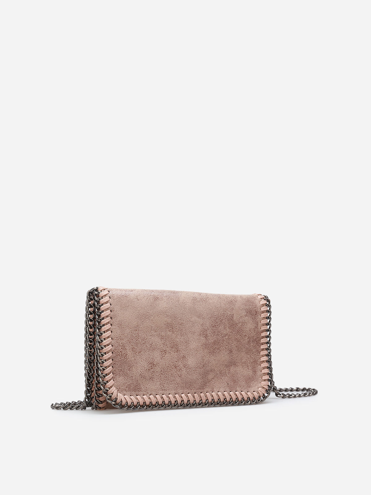 Pochette texturée à maillons- Taupe