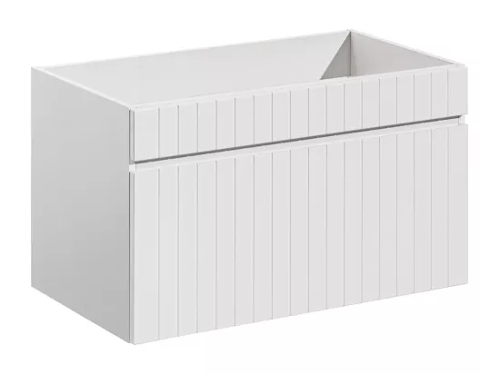 Meuble sous vasque suspendu strié blanc - 80 cm - SATARA