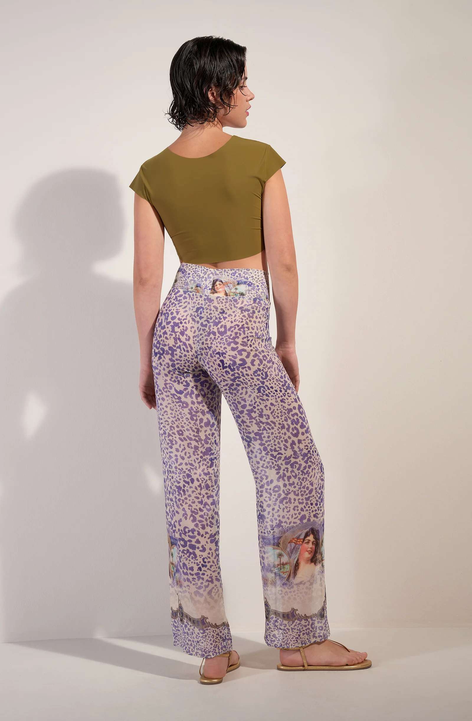 assia Large pantalon en voile fixe imprimé Cuba