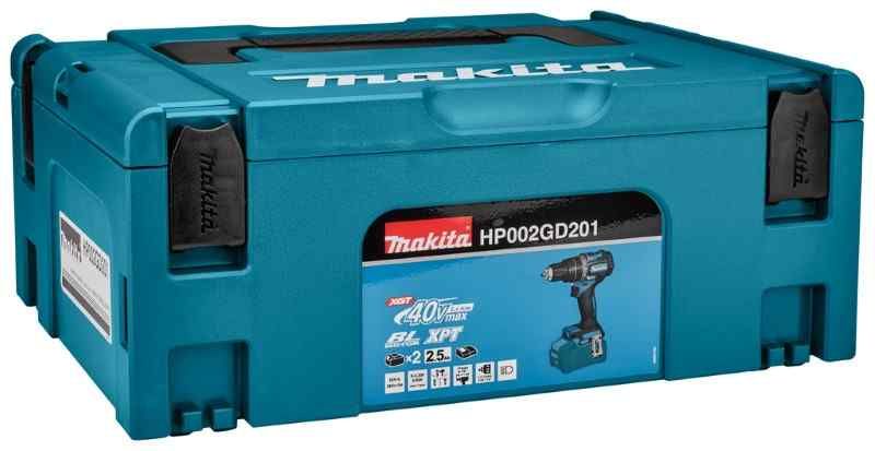 Makita HP002GD201 40V Max klopboor-/schroefmachine set (2x2.5Ah) in Mbox