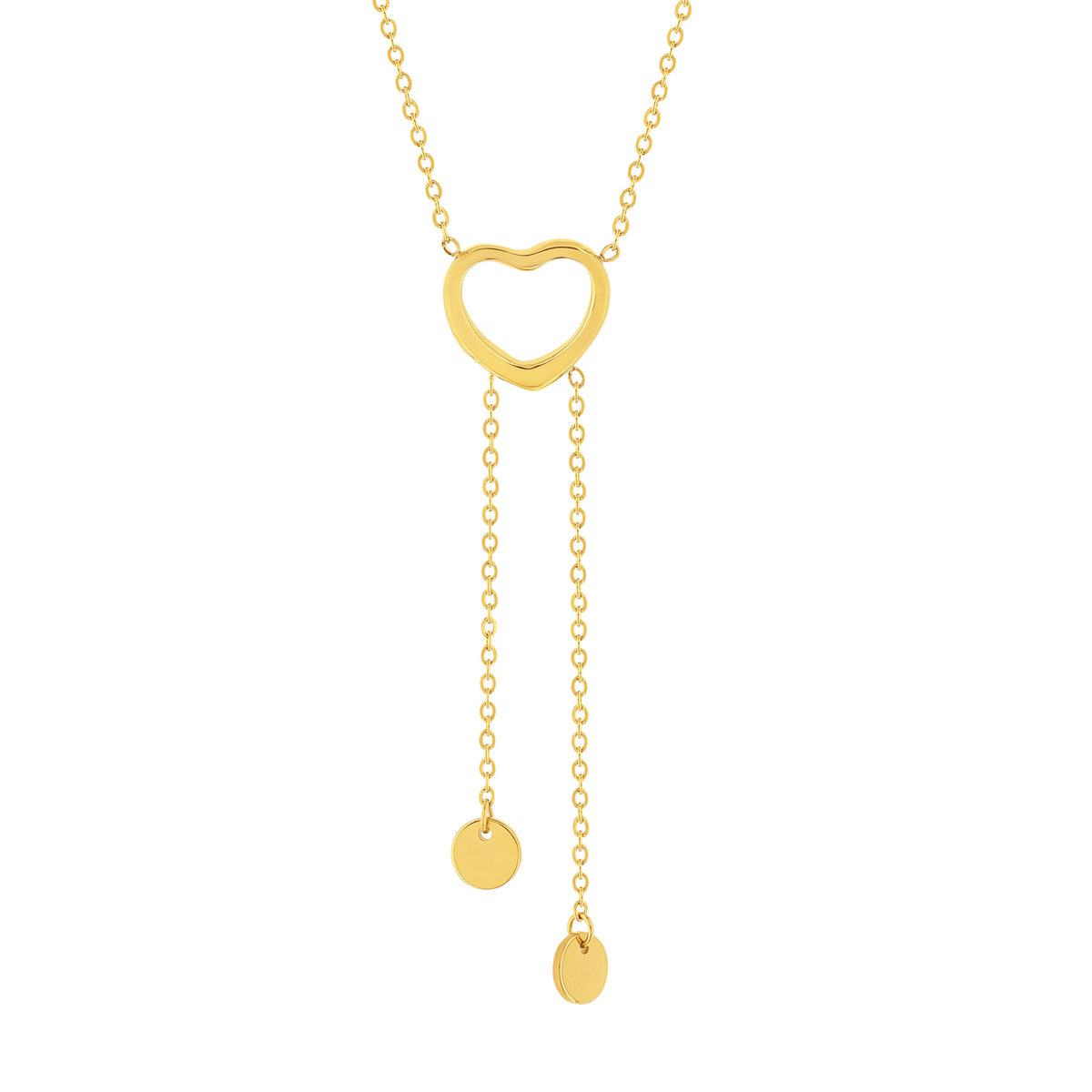 Collier acier doré 2 rangs coeur