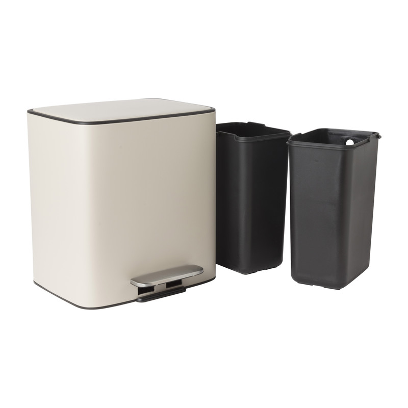 Pedaalemmer 2 vakken - beige - 2x 11.5 liter