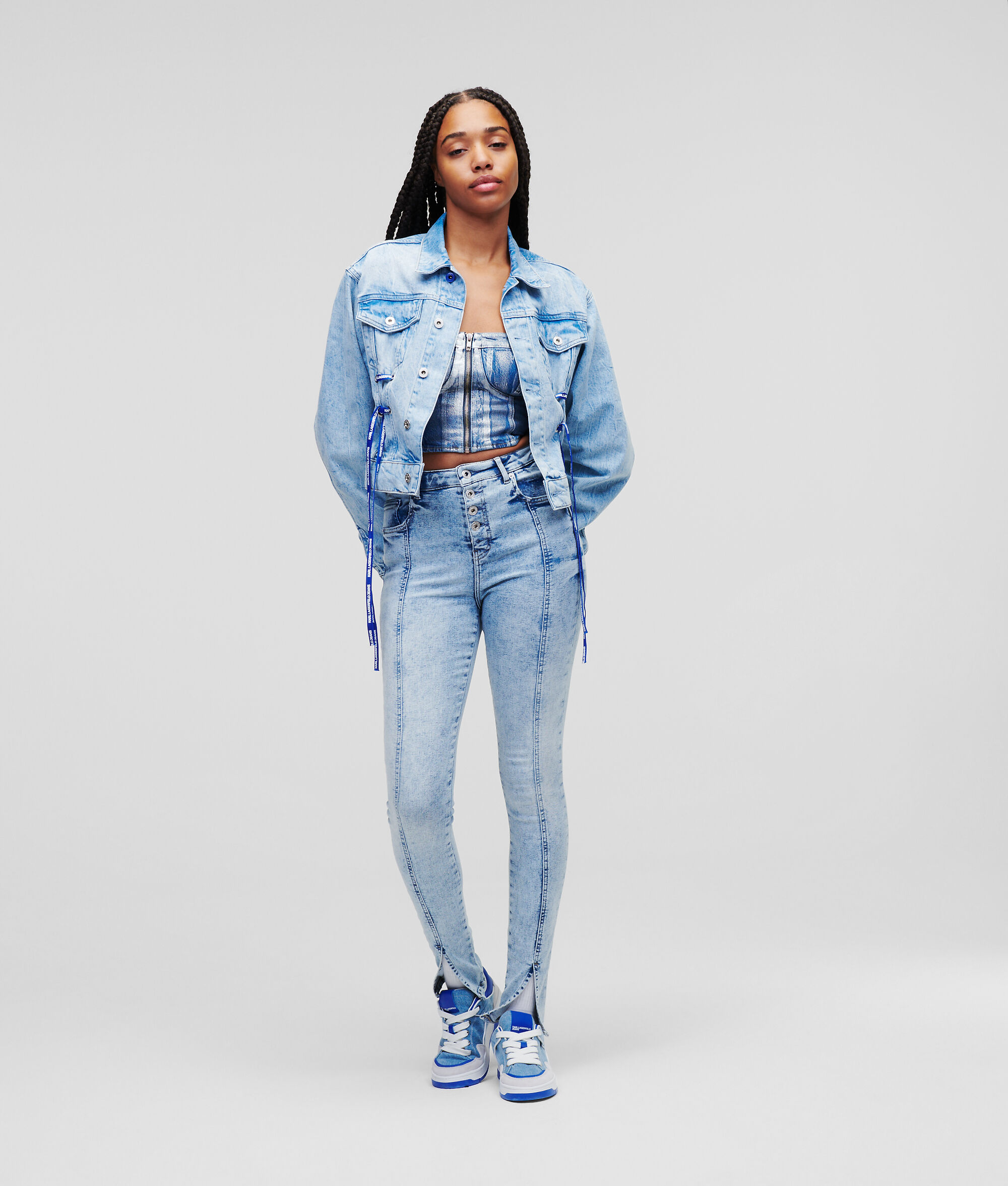 JEAN SKINNY KLJ À COUTURE FRONTALE ET OURLET FENDU