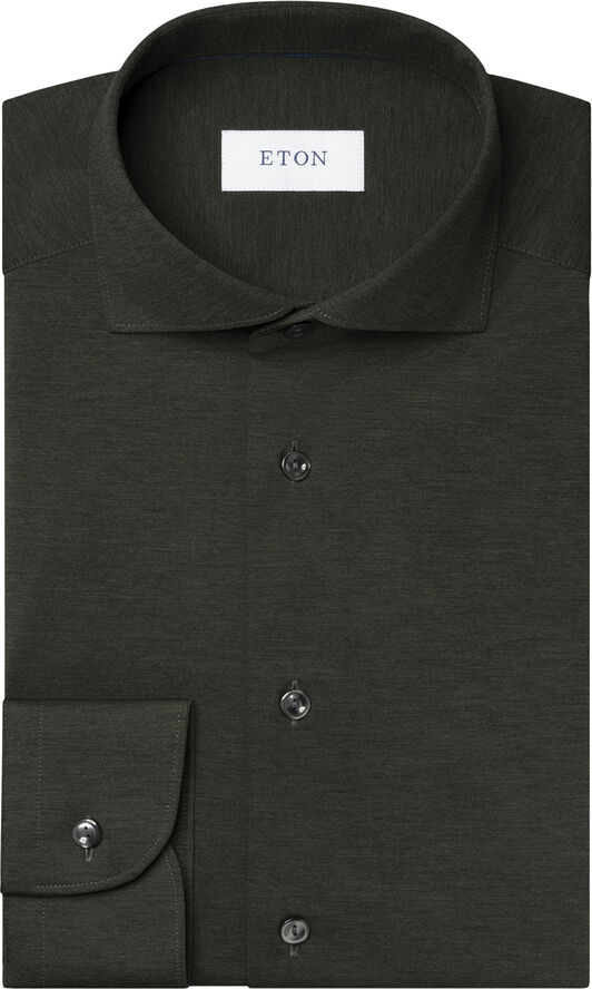 ETON Cont. Fit Dark Green Four-Way Stretch Shirt Grøn