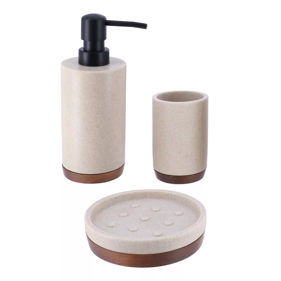 Set d'accessoires salle de bain bois Acacia Naturel