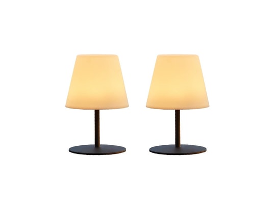 LUMISKY - Lampe à poser Lot de 2 lampes de table sans fil led twins gris acier h16cm