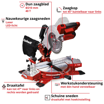Einhell 18V kap-/Verstekzaag TE-MS 18/210 Li (zonder accu)
