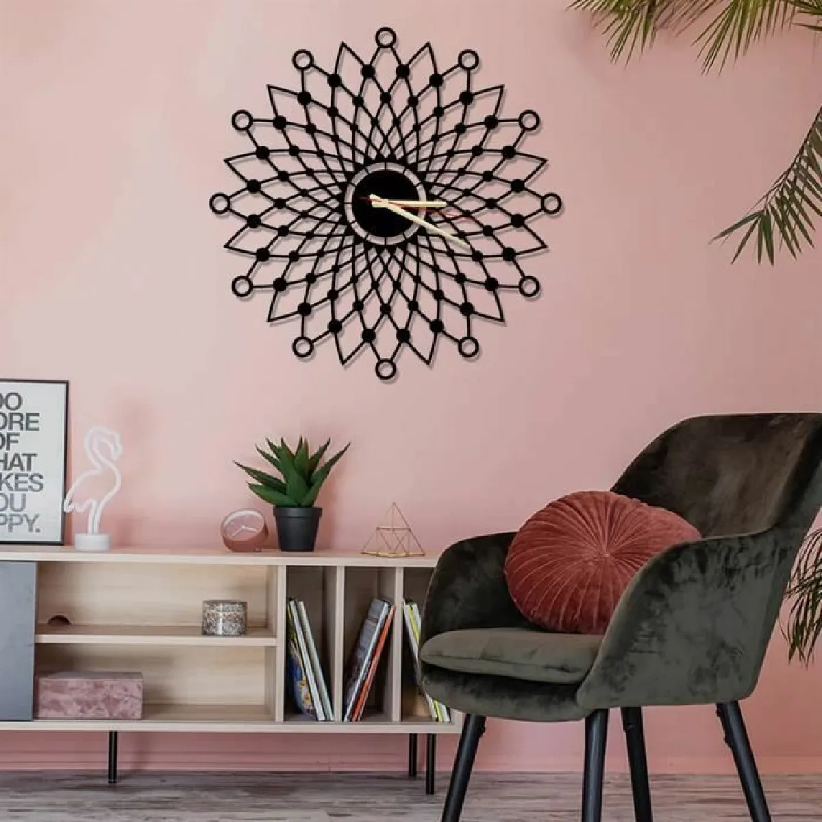 Dekory Horloge murale métal 50 cm - Noir