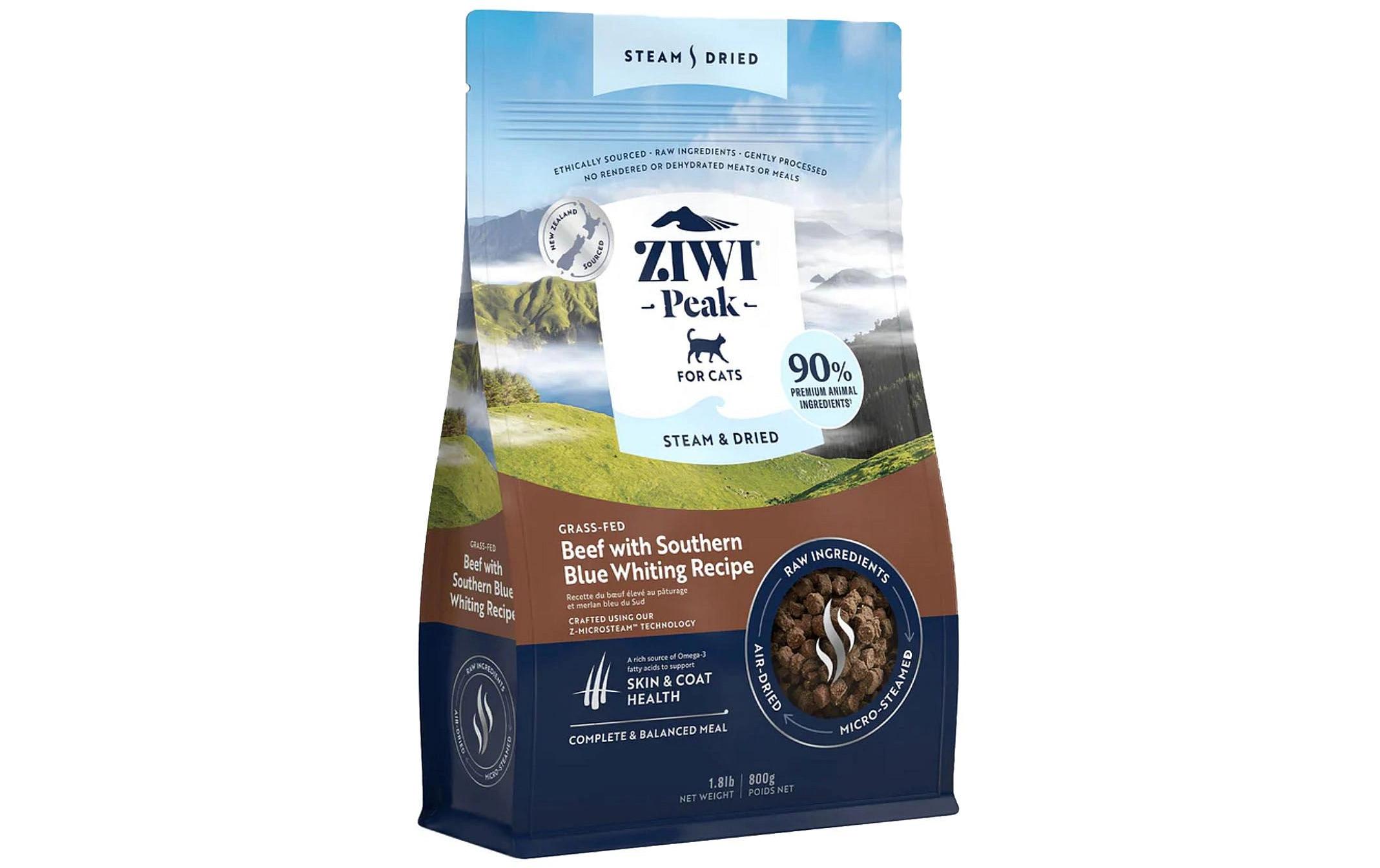 Trockenfutter Rind und Fisch 800 gMikrogedämpftes Katzenfutter mit Omega-3-Fettsäuren, Kalzium und Phosphor
