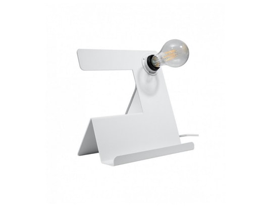 LUMINAIRE CENTER - Lampe à poser Lampe de table incline acier blanc 1 ampoule 24cm