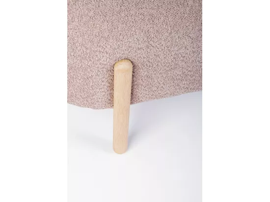 Banc en tissu effet bouclé rose antique, pieds en bois de caoutchouc - DAYLA