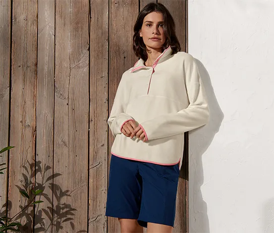 Fleecepullover mit Knopfleiste