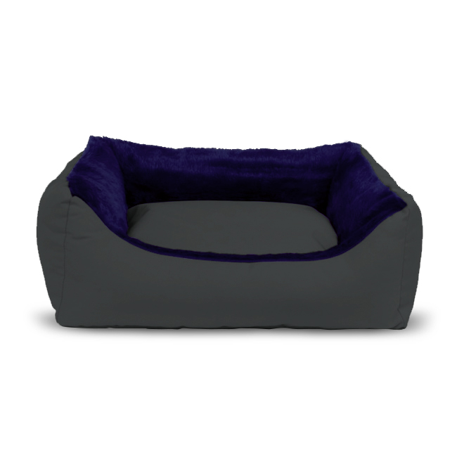 Cama GAUTY para cães e gatos, em tecido impermeável e pele sintética (azul e cinza - 115 x 90 cm)