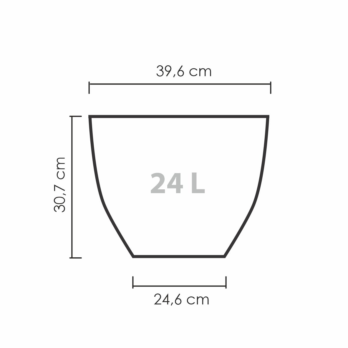 Scheurich Firenze 40, plantenbak/bloempot/plantenbak, rond, van kunststof, kleur: zwart graniet, 39,6 cm diameter, 30,7 cm hoog, inhoud 24 l.