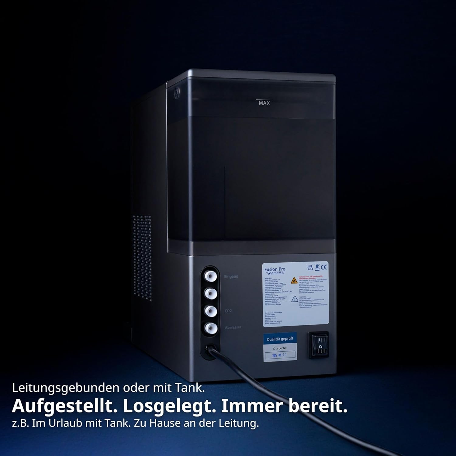 OsmoFresh Fusion Pro Auftisch Osmoseanlage | Wassersprudler|Kühlung| Keine Installation | Heißwasserspender | 7x Filterung | Mineralisierung | 3-fach UV-C | Festwasseranschluss |Abwasserverhältnis 4:1