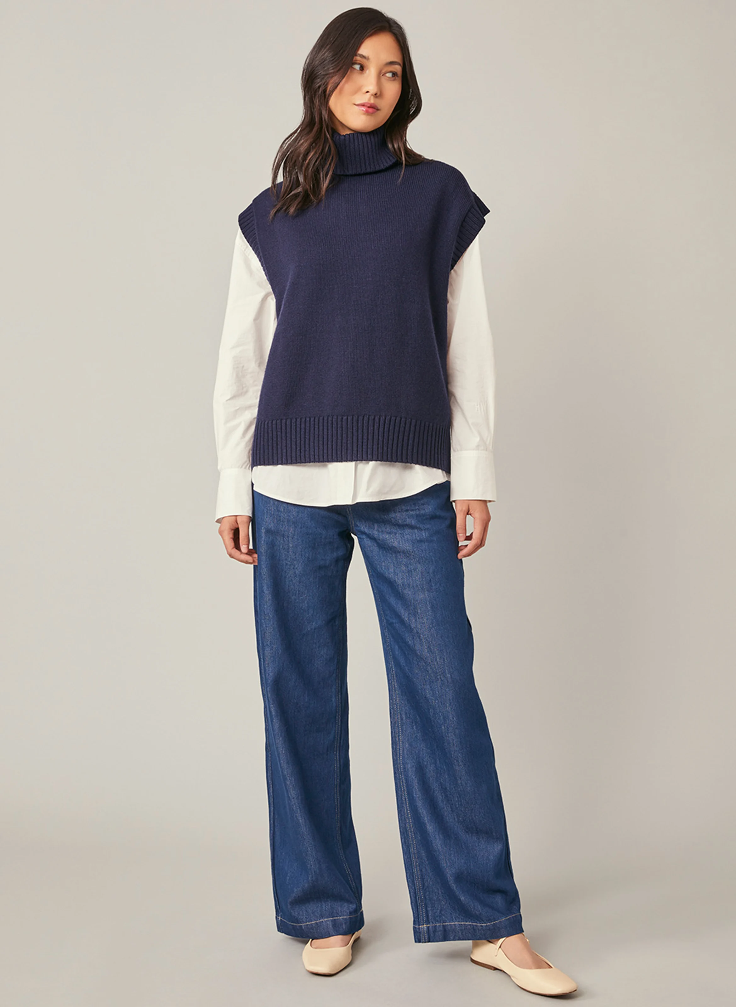ENOR - Pull droit à col roulé | Bleu