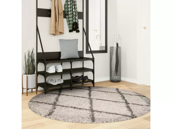 Tapis shaggy à poils longs moderne beige et anthracite ø 160 cm