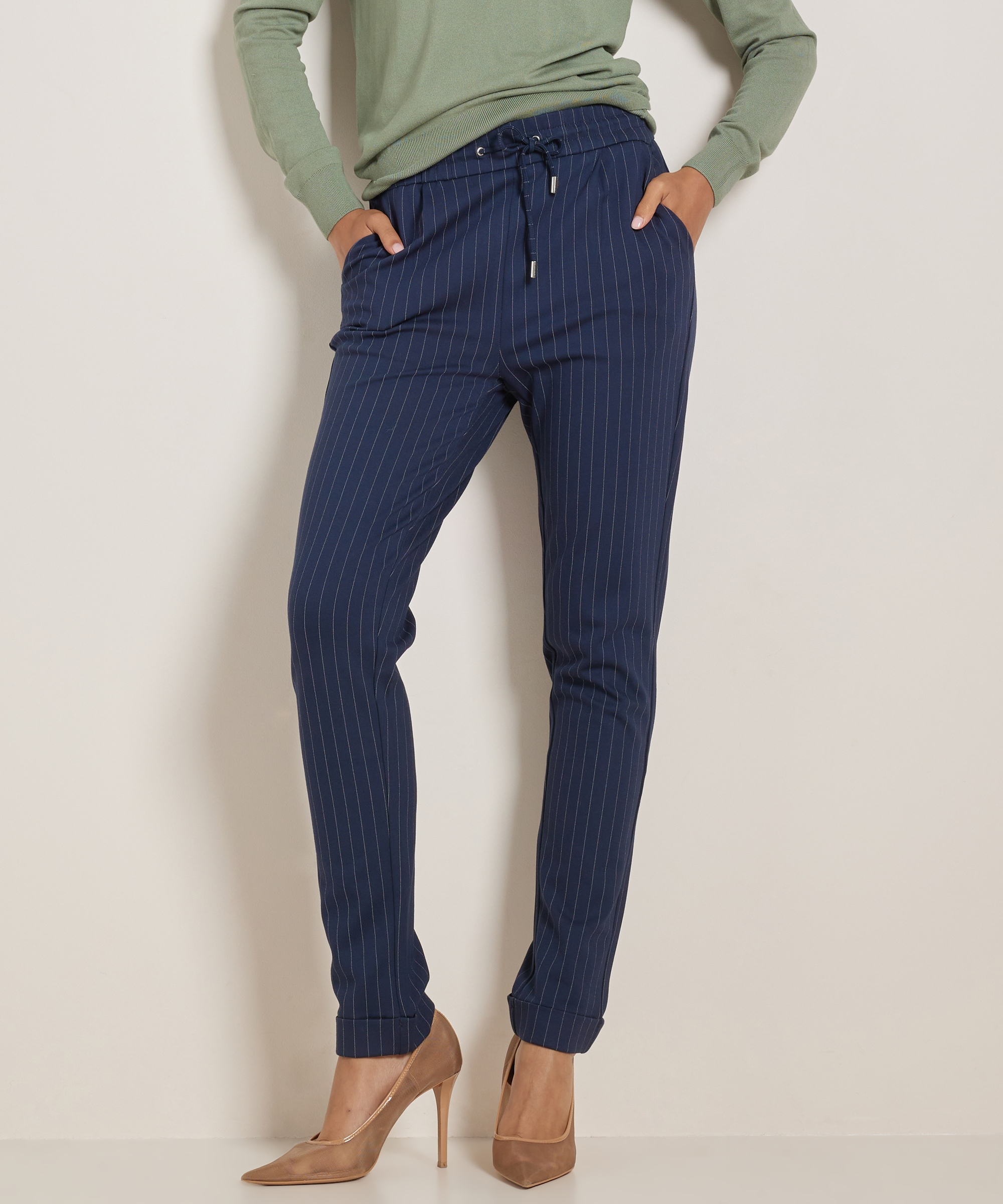 slim fit broek gestreept