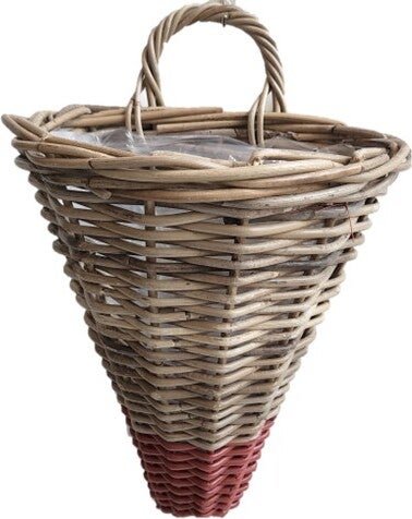 Van der Leeden muur bloempot Marie naturel / rood 30 x 26 x 37 cm
