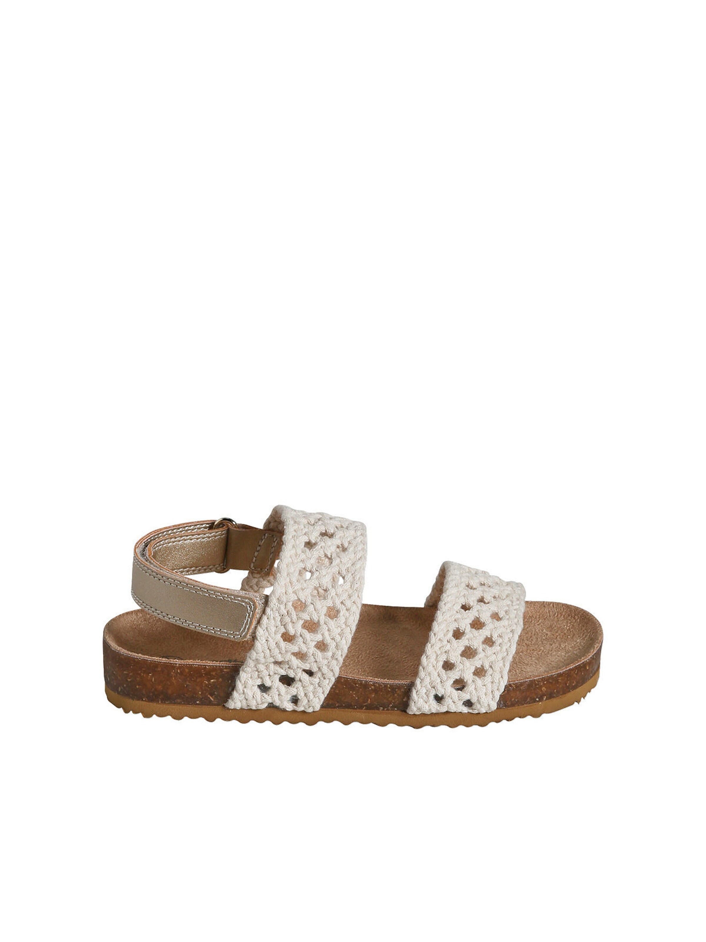 Vertbaudet Kinder Klett-Sandalen in Häkeloptik beige