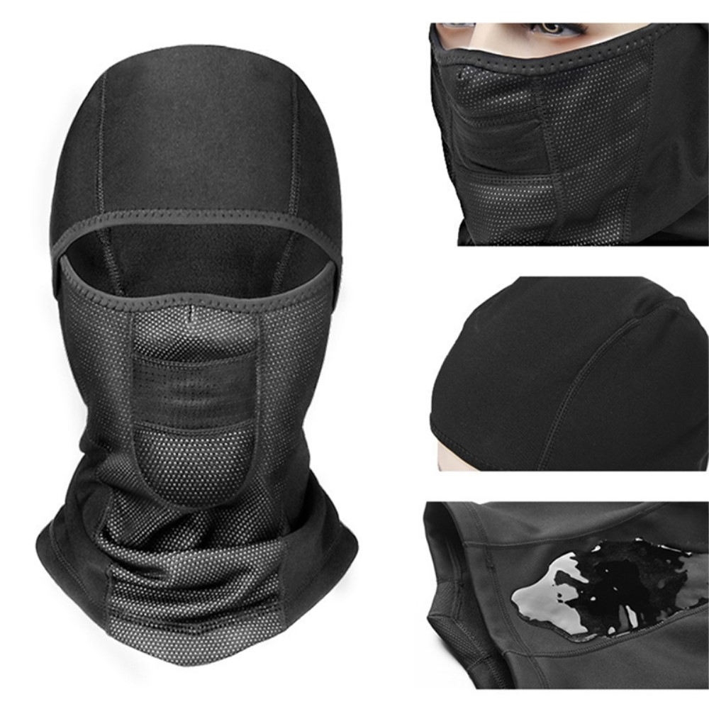 Gefütterte Ski Sturmhaube Motorrad Halstuch Kälte   UV Gesichts Schutzmaske - Schwarz