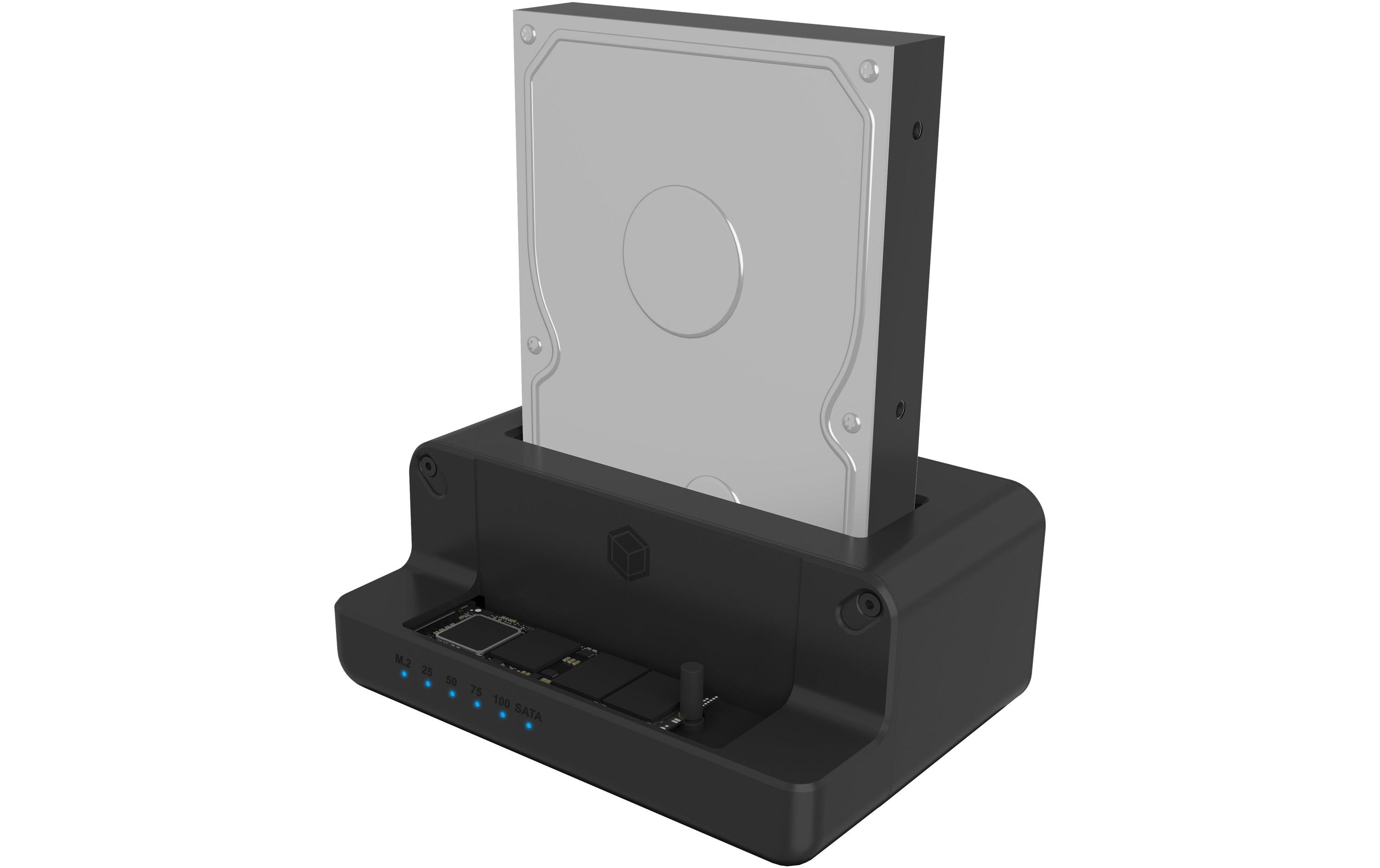 Docking- und Klonstation IB-2914MSCL-C31Docking- und Cloning-Station für M.2 NVMe SSDs und 2.5'' /3.5'' SATA SSDs/HDDs.