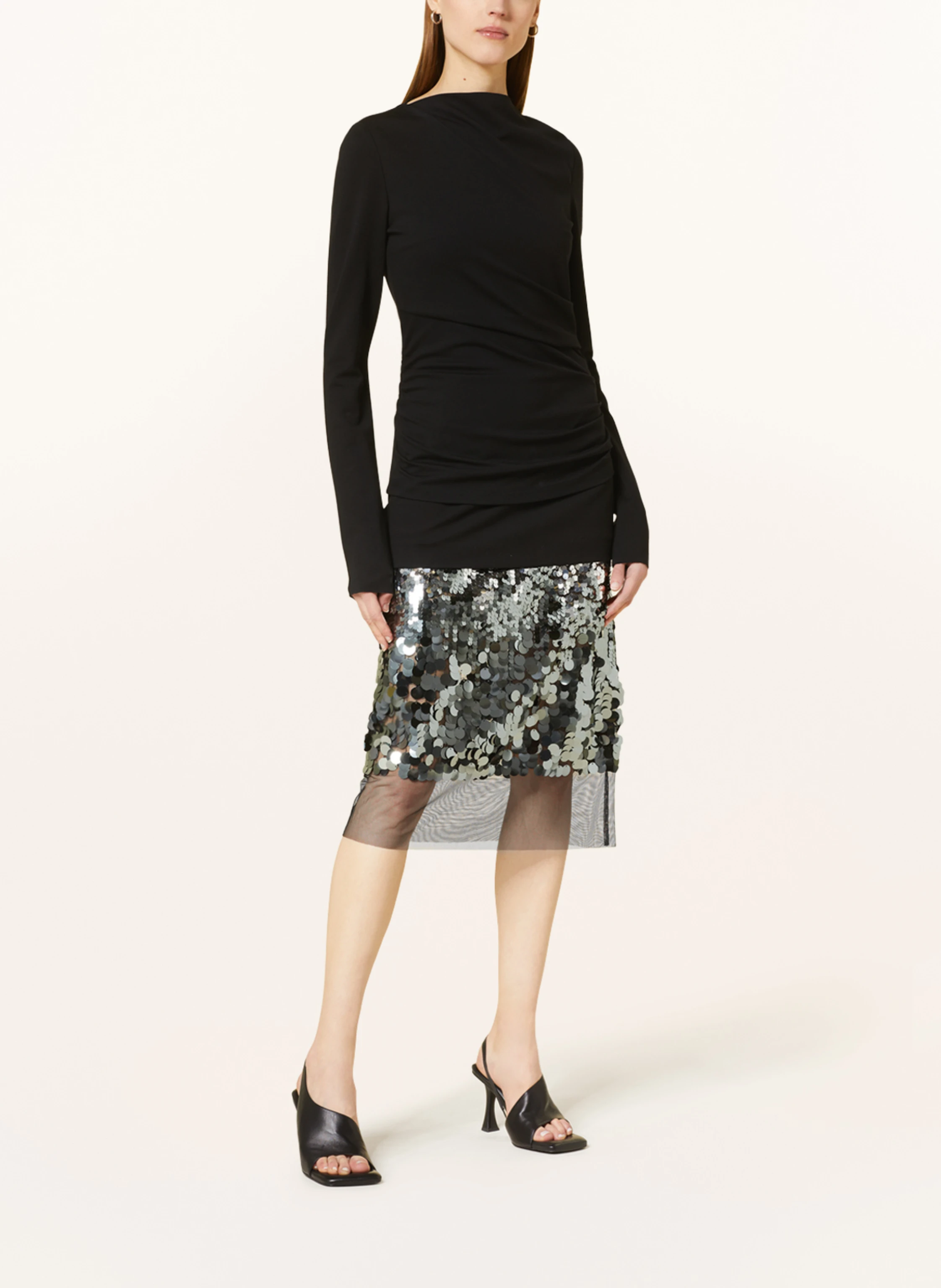 DOROTHEE SCHUMACHER Rock im Materialmix mit Pailletten