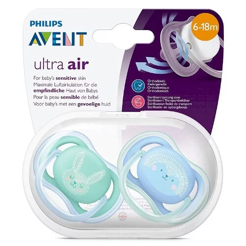 SCF344/22 Sucettes Ultra Air 6-18M Boy Décor - Lot de 2
