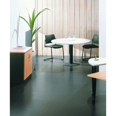 Table de réunion ronde - diam 100 cm - pieds tulipe anthracite - plateau blanc perle