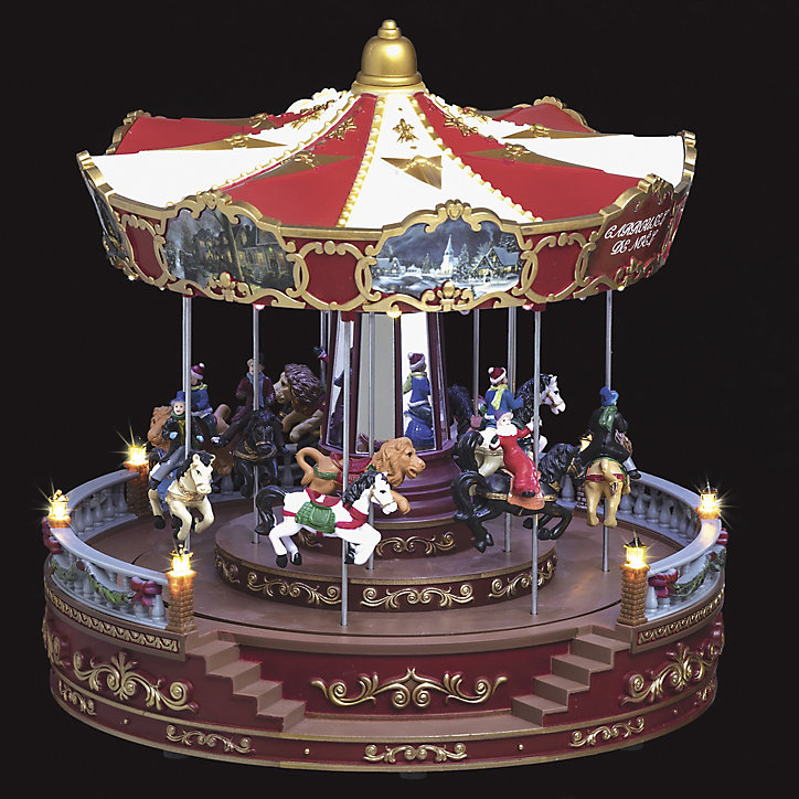 Village de Noël Grand carrousel lumineux, musical et animé, manège, LED