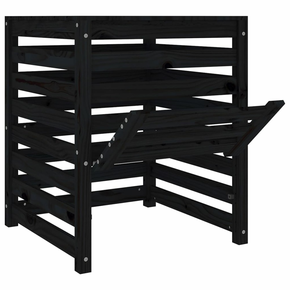 Composteur noir 63,5x63,5x77,5 cm bois massif de pin