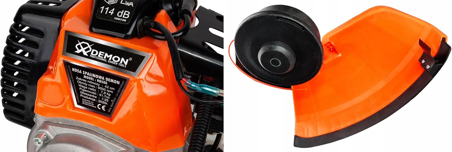 Bastionshop - Benzin Motorsense, Rasentrimmer 5,2KM/5,2 PS - Motorsense mit Luftgekühlter 2-Takt-Motor, Kompletter Satz Öl, 2 Ringen auf dem Kolben, 4 verschiedenen Messern, Visier mit Sicherheitsnetz