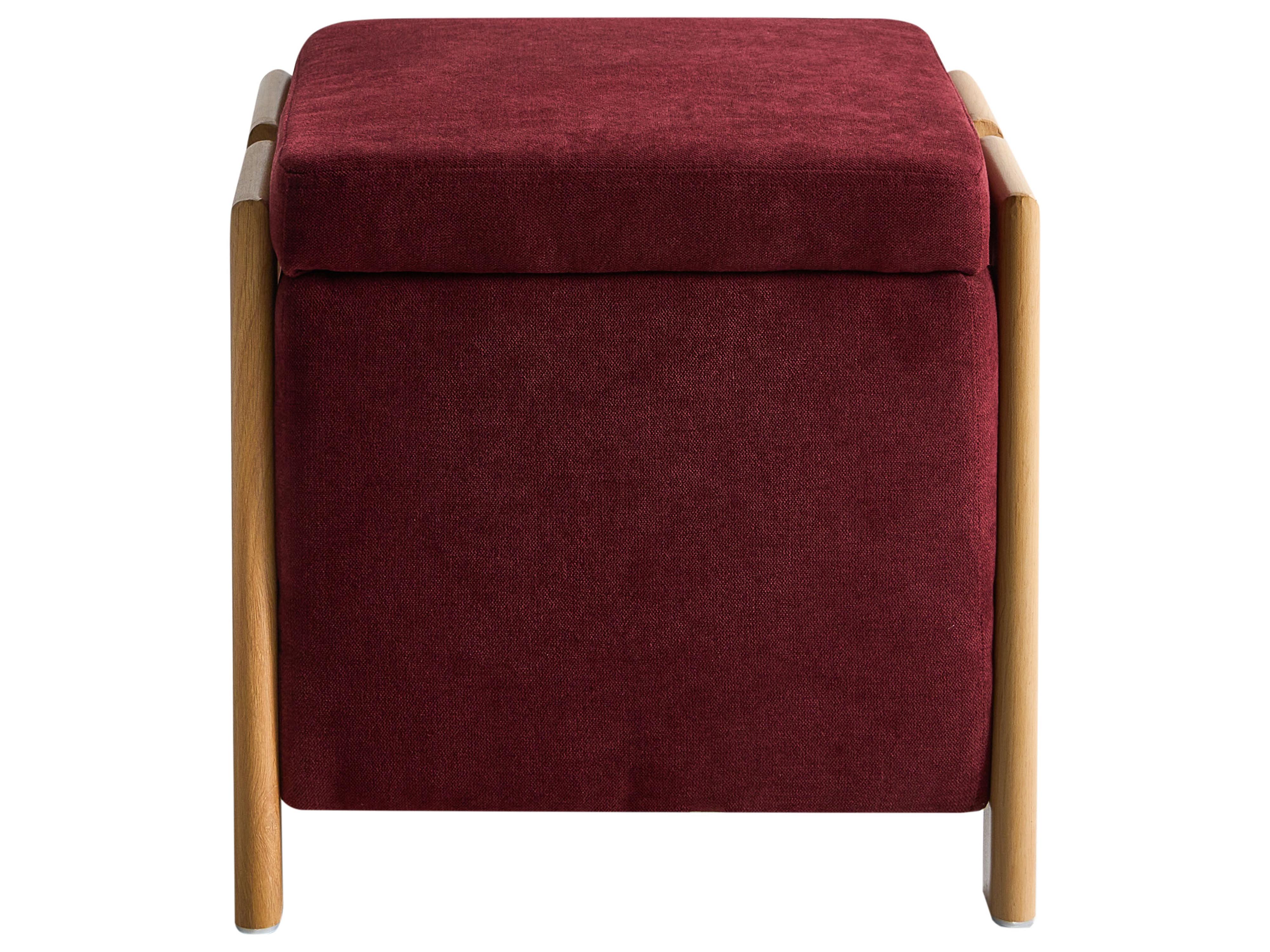 Poef met opbergruimte EDLAND Stof 45 cm 43 cm Bordeauxrood