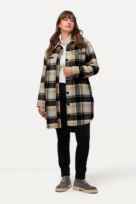 Overshirt, Flanell, Hemdkragen, Oversized, Langarm