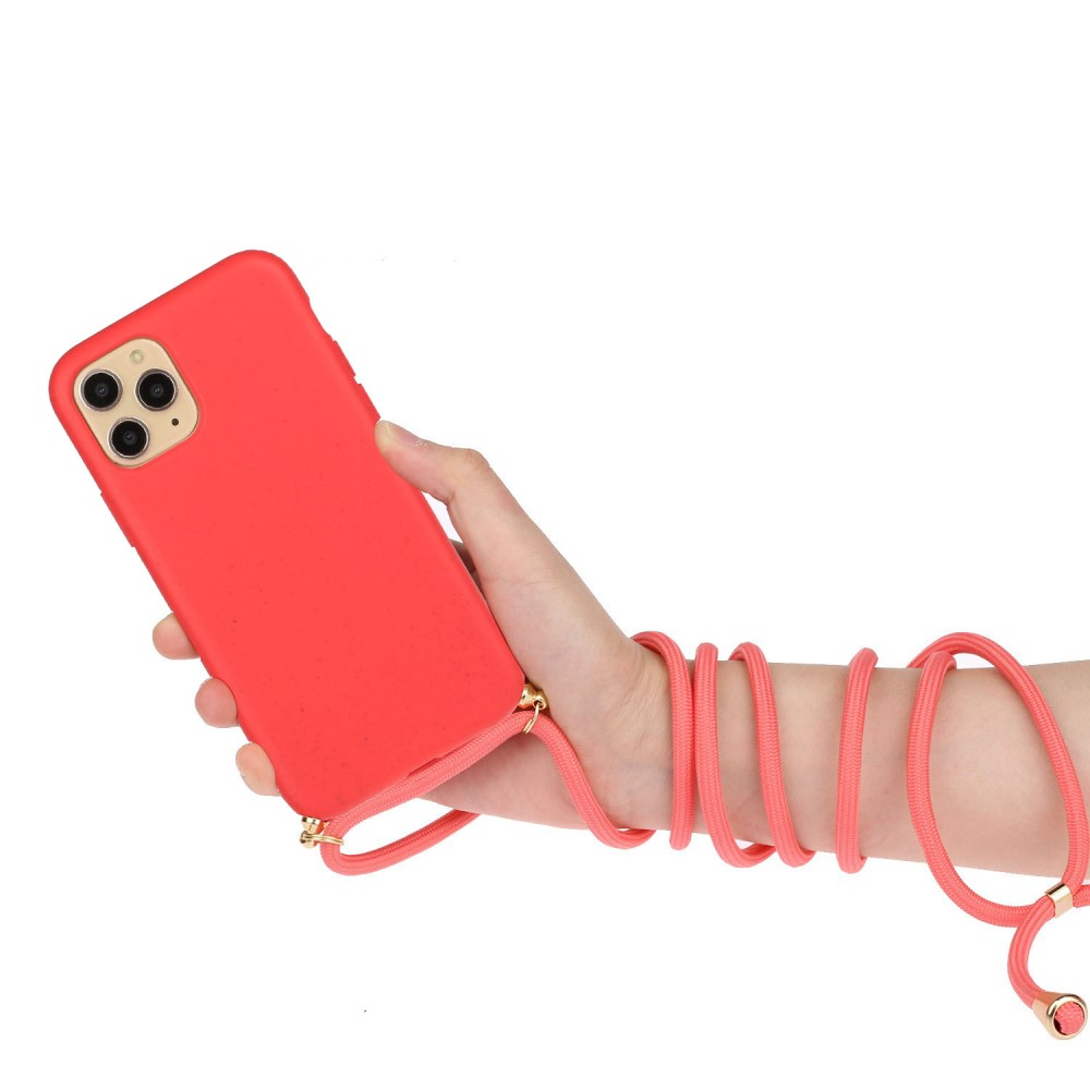 iPhone 15 Pro Necklace Bio Gummi Case Hülle Eco Friendly Nachhaltig Kompostierbar   Handykette (150cm) - Rot