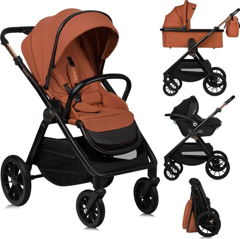Lionelo Layla - Kinderwagen 3in1 - XXL SET - incl. i-Size autostoel - Grote Wielen - Voor Alle Soorten Terrein