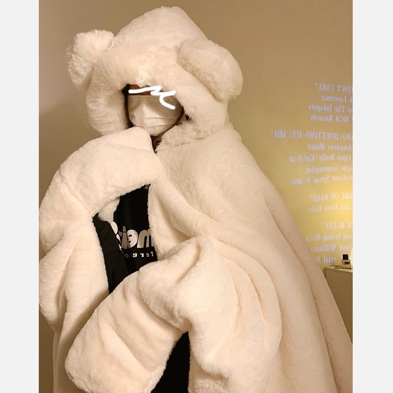 Ribbocco - Bear Chenille Loungewear Jack met capuchon