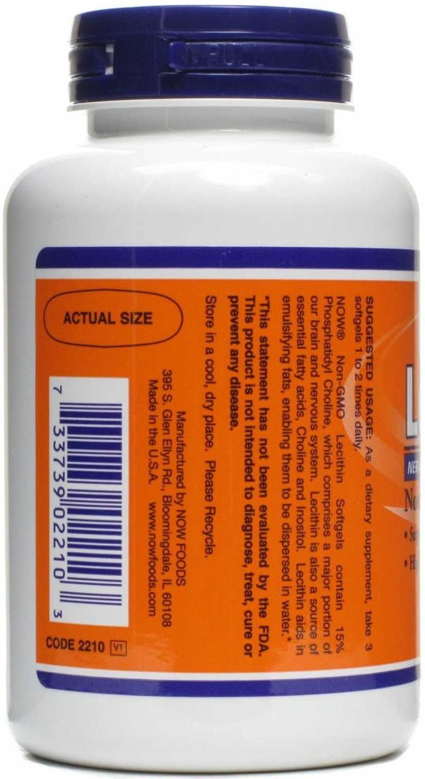 Lecitina NOW Foods 1200 mg 100 cápsulas gelatinosas