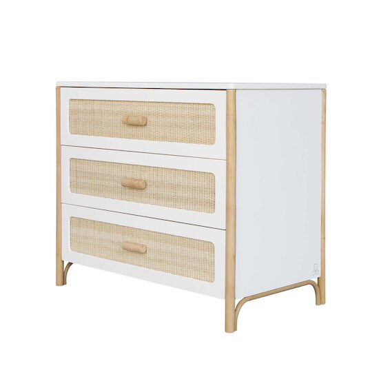 Océania commode 3 tiroirs tressage rotin   Neige        de               Théo