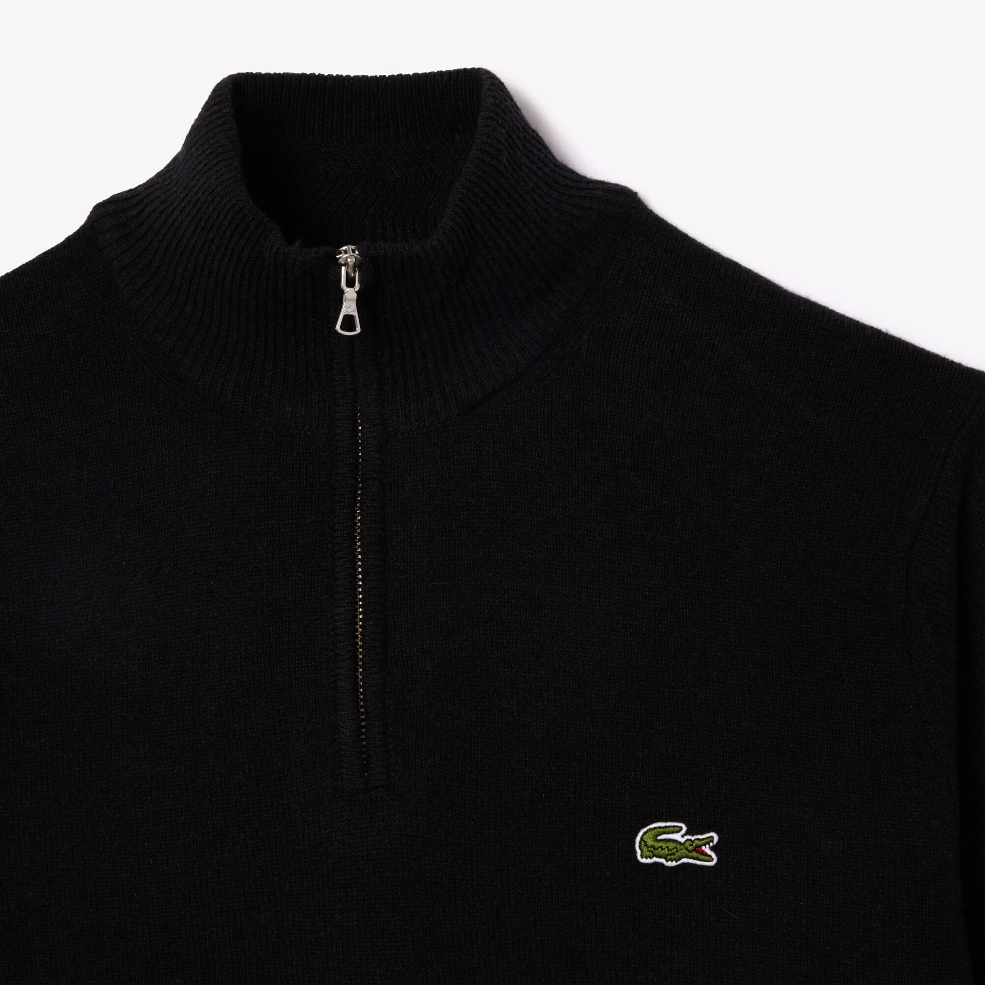Pull camionneur en laine unie Pullovers - Noir - Lacoste - Homme