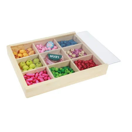 LENA® Holzperlen Holzkassette, mittel