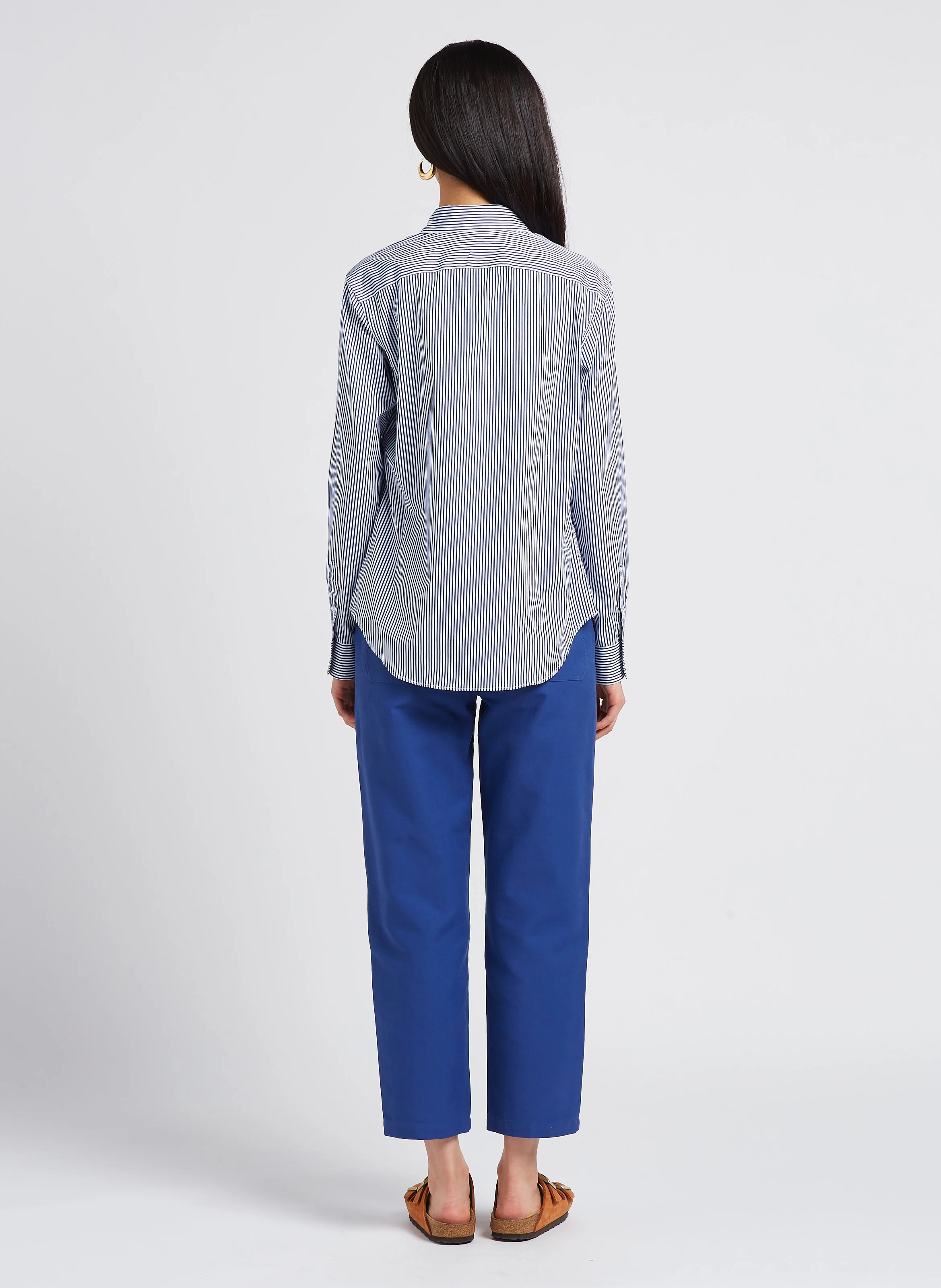 Chemise col classique rayée en coton | Rayé