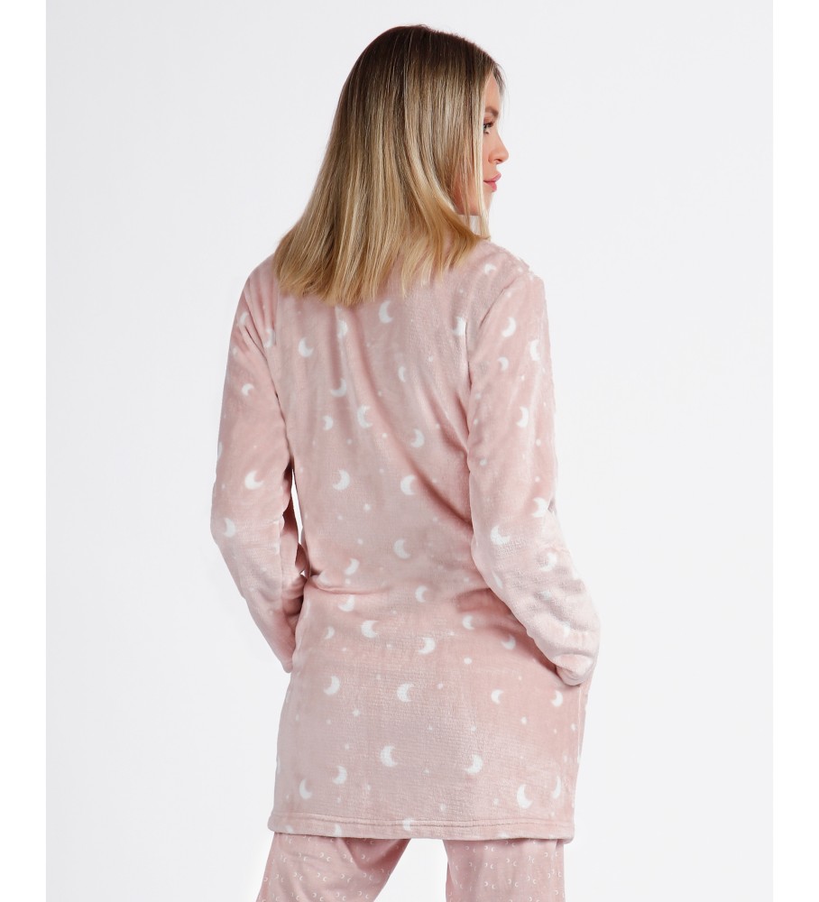 Robe de dormir Admas Warm Everyday de manga comprida, rosa