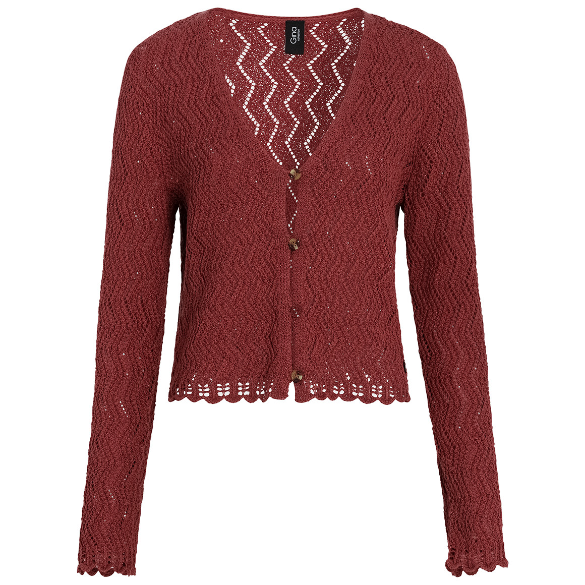 Gina Collection Damen Strickjacke mit Effektgarn dunkelrot