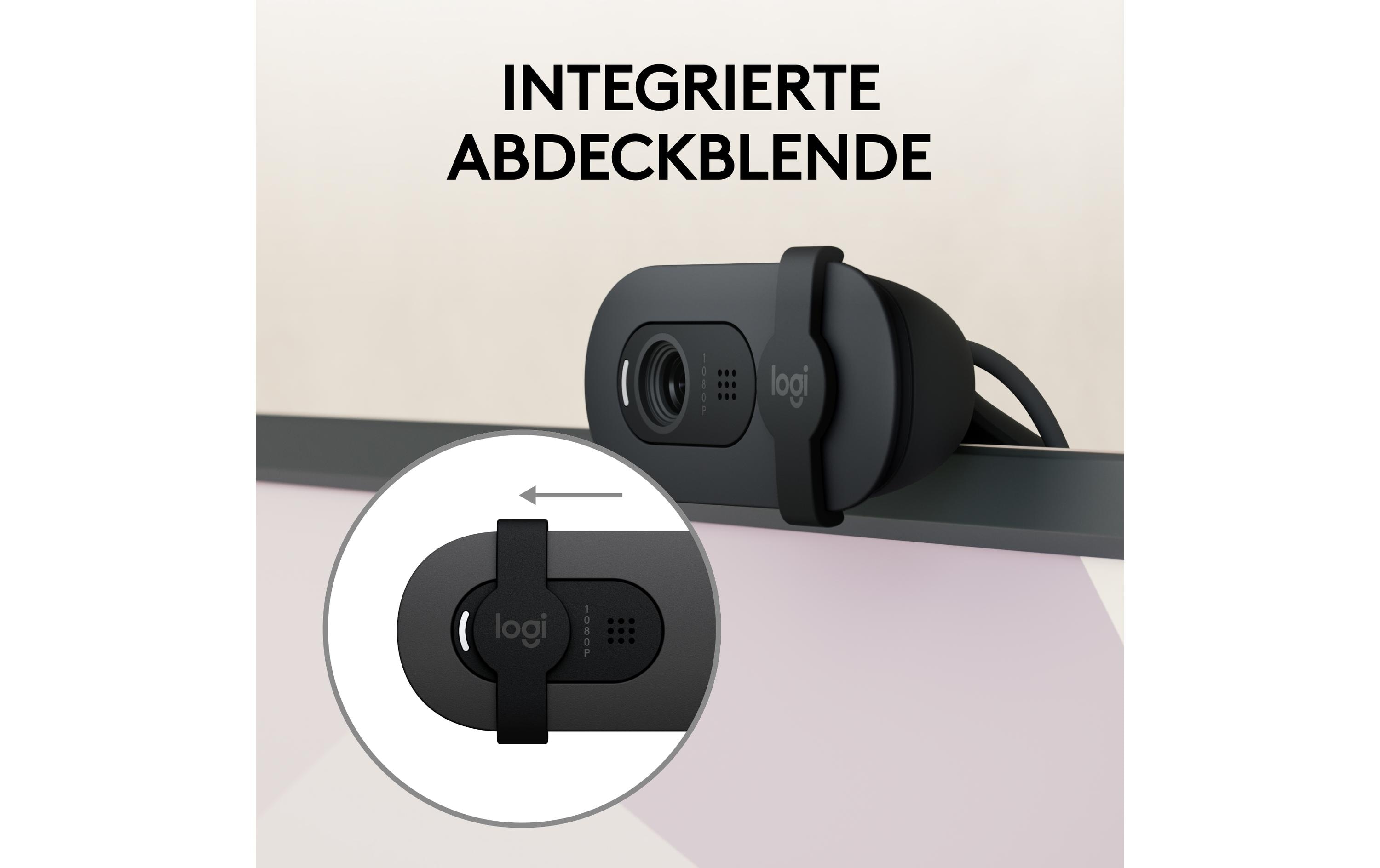 Webcam Brio 105 Full HD 1080p 30 fpsEine Full HD-Business-Webcam mit 1080p, automatischem Lichtausgleich und integrierter Abdeckblende