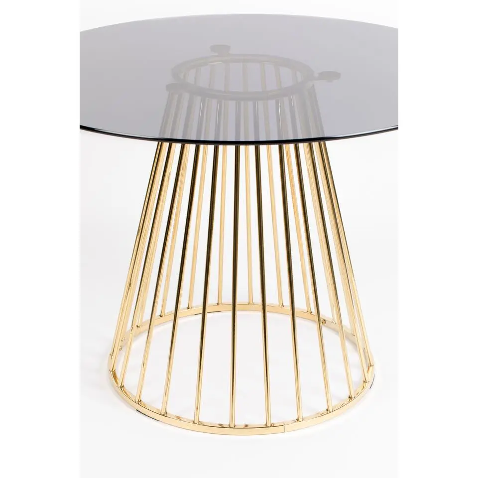 Housecraft Floris Eettafel Rond Glas 110 cm Goud