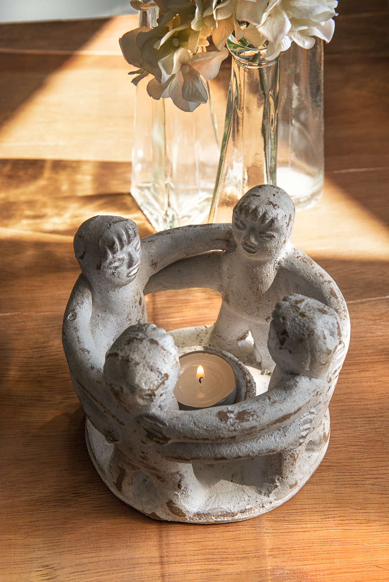 Kerzenhalter 'Friendship Circle 4', weiß, Ø 14 cm, H 12 cm von fischer's lagerhaus